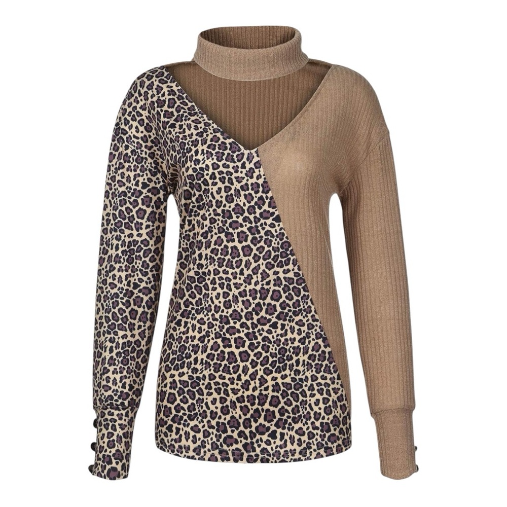 Leopard Print Turtleneck Sweater